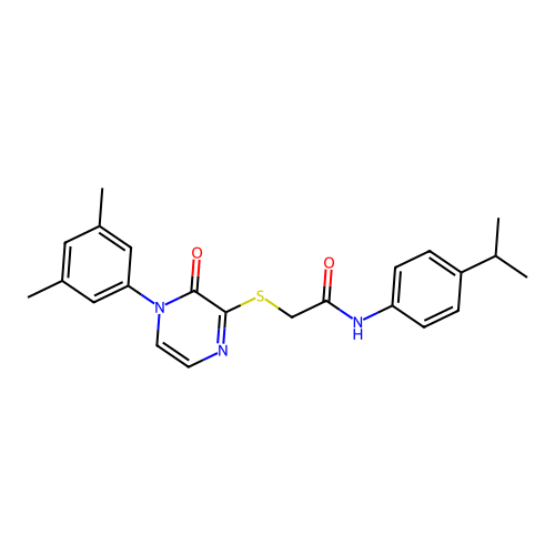 2-{[4-(3,5-dimethylphenyl)-3-oxo-3,4-dihydropyrazin-2-yl]sulfanyl}-N-[4-(propan-2-yl)phenyl]acetamide structure
