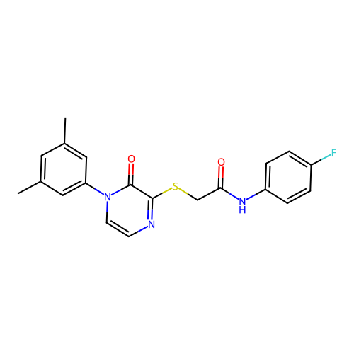 2-[4-(3,5-dimethylphenyl)-3-oxopyrazin-2-yl]sulfanyl-N-(4-fluorophenyl)acetamide structure