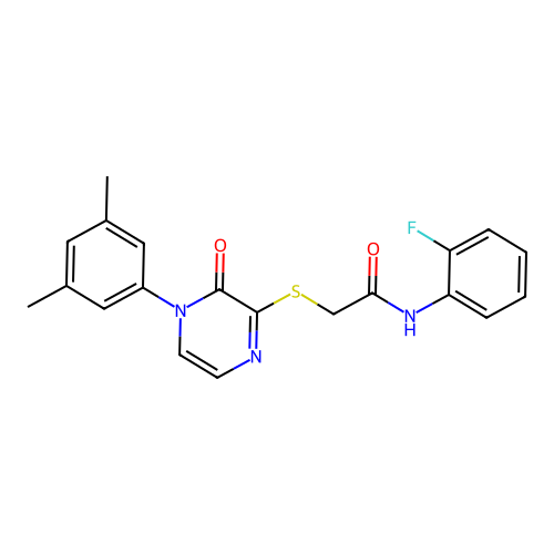 2-[4-(3,5-dimethylphenyl)-3-oxopyrazin-2-yl]sulfanyl-N-(2-fluorophenyl)acetamide structure