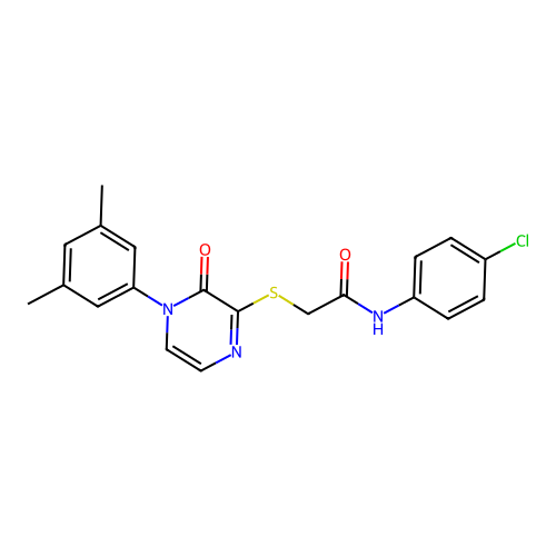 N-(4-chlorophenyl)-2-[4-(3,5-dimethylphenyl)-3-oxopyrazin-2-yl]sulfanylacetamide structure