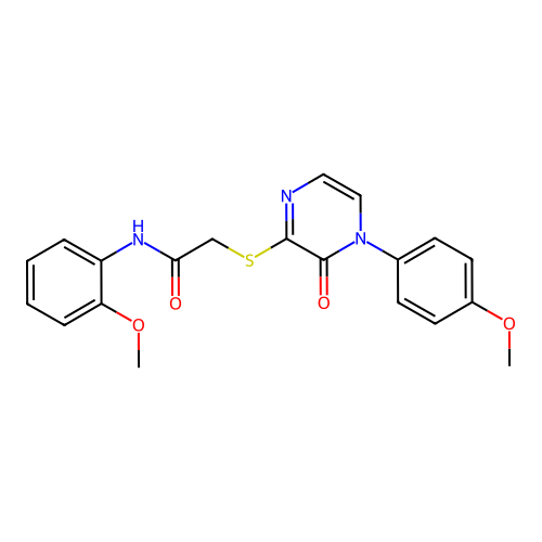 N-(2-methoxyphenyl)-2-[4-(4-methoxyphenyl)-3-oxopyrazin-2-yl]sulfanylacetamide structure