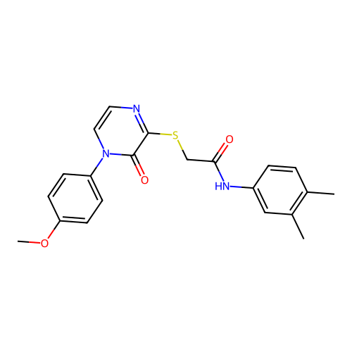 N-(3,4-dimethylphenyl)-2-{[4-(4-methoxyphenyl)-3-oxo-3,4-dihydropyrazin-2-yl]sulfanyl}acetamide structure