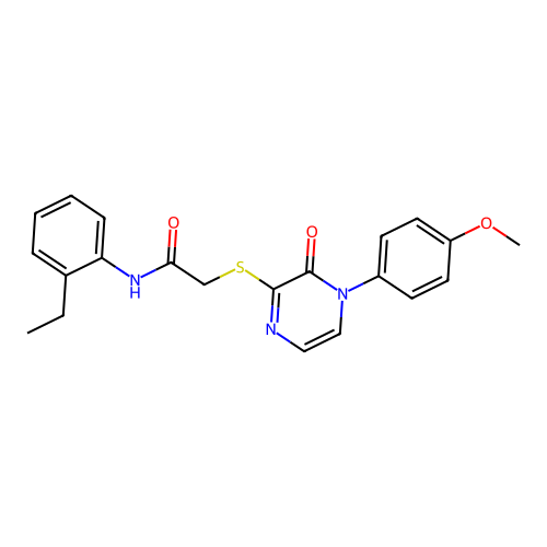 N-(2-ethylphenyl)-2-[4-(4-methoxyphenyl)-3-oxopyrazin-2-yl]sulfanylacetamide structure