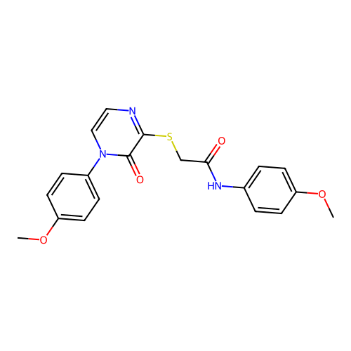 N-(4-methoxyphenyl)-2-[4-(4-methoxyphenyl)-3-oxopyrazin-2-yl]sulfanylacetamide structure