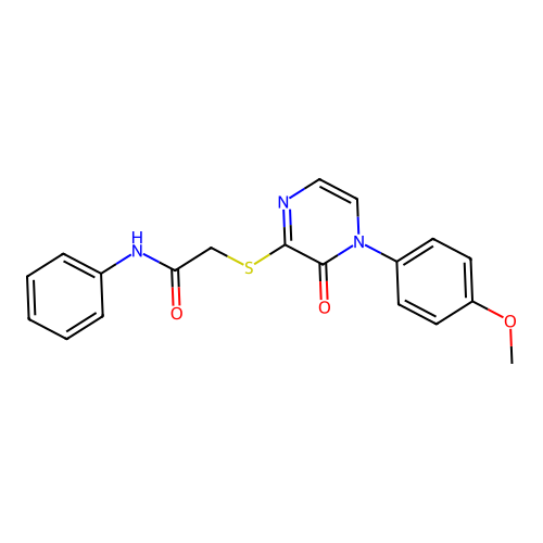 2-[4-(4-methoxyphenyl)-3-oxopyrazin-2-yl]sulfanyl-N-phenylacetamide structure