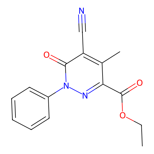 Ethyl 5-cyano-4-methyl-6-oxo-1-phenyl-1,6-dihydropyridazine-3-carboxylate structure