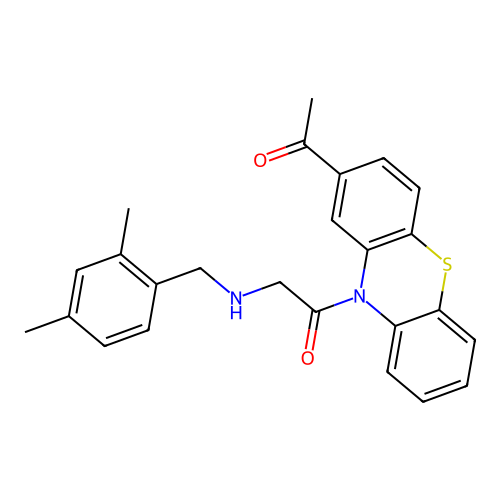 10H-Phenothiazine, 2-acetyl-10-((((2,4-dimethylphenyl)methyl)amino)acetyl)- structure