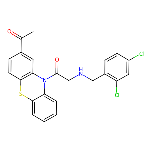10H-Phenothiazine, 2-acetyl-10-((((2,4-dichlorophenyl)methyl)amino)acetyl)- structure