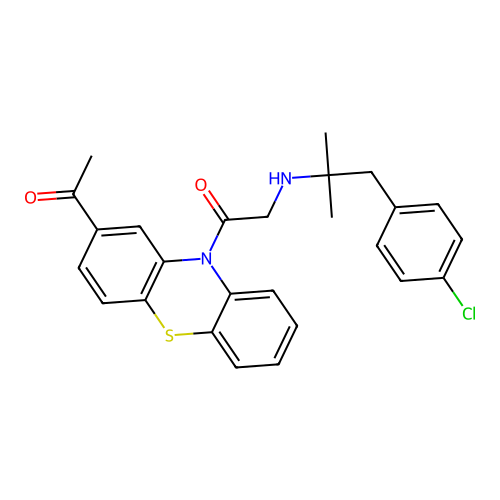 10H-Phenothiazine, 2-acetyl-10-(((2-(4-chlorophenyl)-1,1-dimethylethyl)amino)acetyl)- structure
