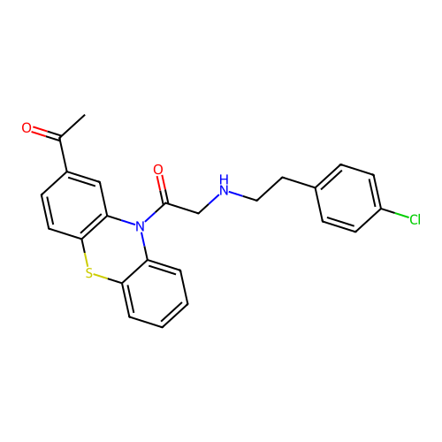 10H-Phenothiazine, 2-acetyl-10-(((2-(4-chlorophenyl)ethyl)amino)acetyl)- structure