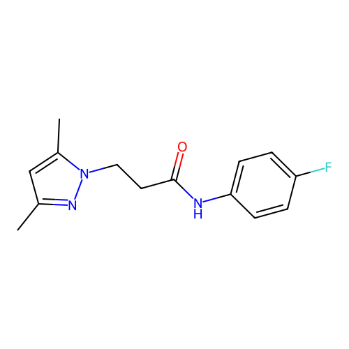 3-(3,5-dimethylpyrazol-1-yl)-N-(4-fluorophenyl)propanamide structure