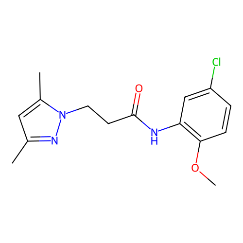 N-(5-chloro-2-methoxyphenyl)-3-(3,5-dimethyl-1H-pyrazol-1-yl)propanamide structure