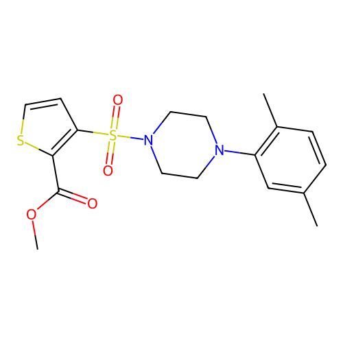 Methyl 3-{[4-(2,5-dimethylphenyl)piperazin-1-yl]sulfonyl}thiophene-2-carboxylate structure