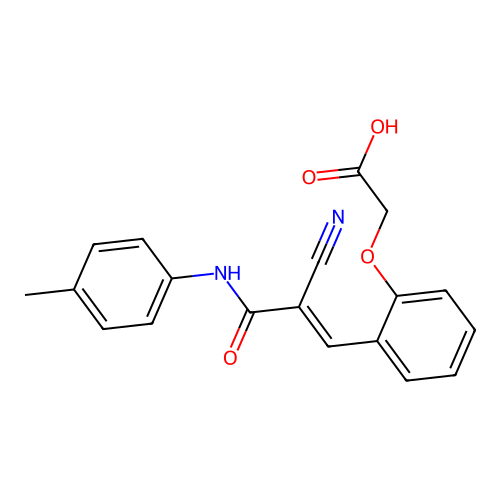 2-[2-[(E)-2-cyano-3-(4-methylanilino)-3-oxoprop-1-enyl]phenoxy]acetic acid structure