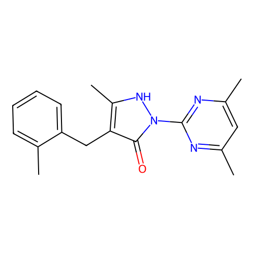 1-(4,6-dimethylpyrimidin-2-yl)-3-methyl-4-(2-methylbenzyl)-1H-pyrazol-5-ol structure