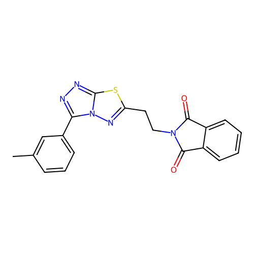 2-{2-[3-(3-methylphenyl)[1,2,4]triazolo[3,4-b][1,3,4]thiadiazol-6-yl]ethyl}-1H-isoindole-1,3(2H)-dione structure