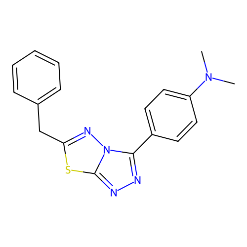 4-(6-benzyl-[1,2,4]triazolo[3,4-b][1,3,4]thiadiazol-3-yl)-N,N-dimethylaniline structure