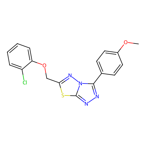 6-[(2-chlorophenoxy)methyl]-3-(4-methoxyphenyl)-[1,2,4]triazolo[3,4-b][1,3,4]thiadiazole structure