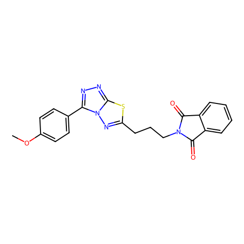 2-(3-(3-(4-methoxyphenyl)-[1,2,4]triazolo[3,4-b][1,3,4]thiadiazol-6-yl)propyl)isoindoline-1,3-dione structure
