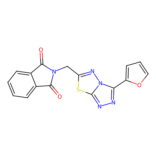 2-[[3-(furan-2-yl)-[1,2,4]triazolo[3,4-b][1,3,4]thiadiazol-6-yl]methyl]isoindole-1,3-dione structure