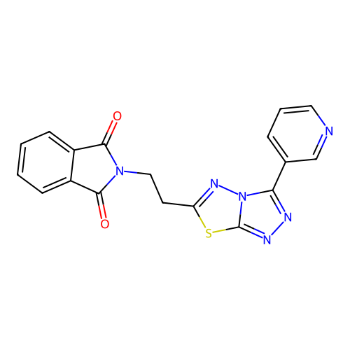 2-[2-(3-pyridin-3-yl-[1,2,4]triazolo[3,4-b][1,3,4]thiadiazol-6-yl)ethyl]isoindole-1,3-dione structure