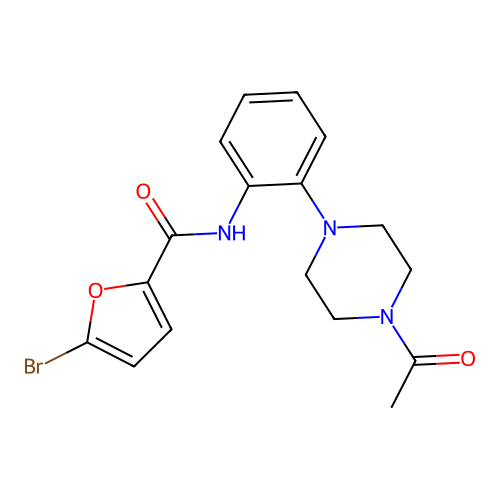 N-[2-(4-acetylpiperazin-1-yl)phenyl]-5-bromofuran-2-carboxamide structure