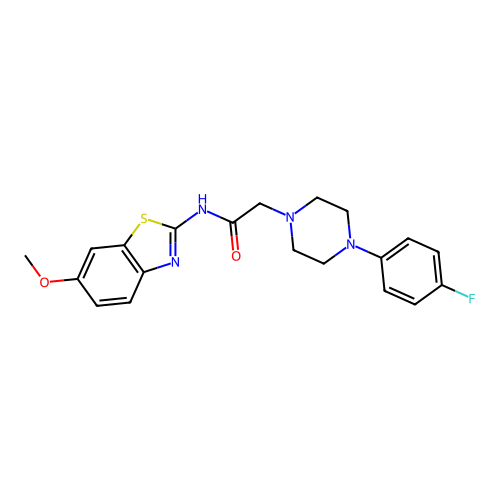 2-[4-(4-fluorophenyl)piperazin-1-yl]-N-(6-methoxy-1,3-benzothiazol-2-yl)acetamide structure