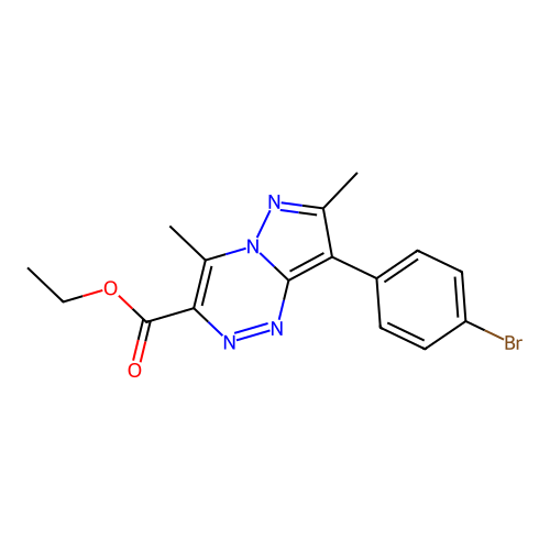 Ethyl 8-(4-bromophenyl)-4,7-dimethylpyrazolo[5,1-c][1,2,4]triazine-3-carboxylate structure