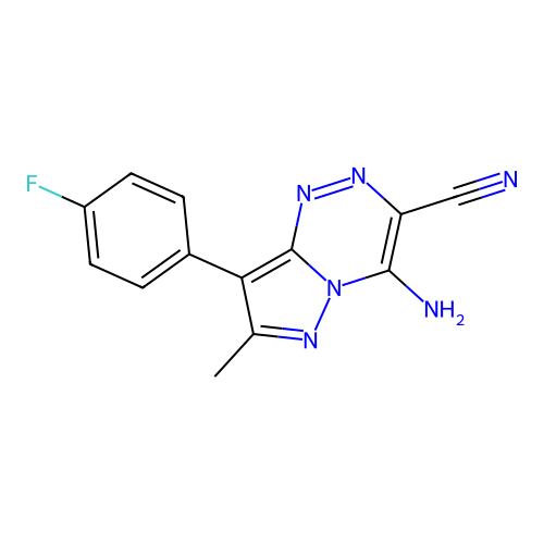 8-(4-fluorophenyl)-4-imino-7-methyl-1,4-dihydropyrazolo[5,1-c][1,2,4]triazine-3-carbonitrile structure