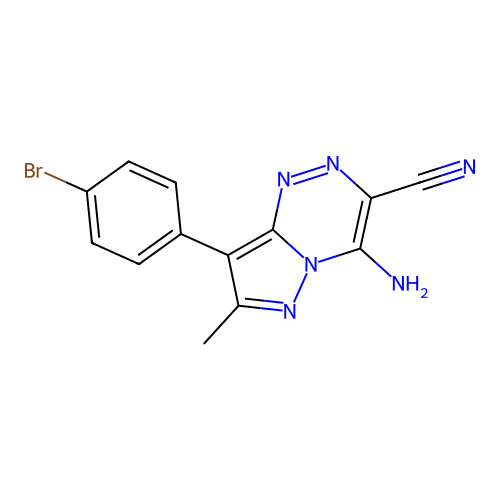 8-(4-bromophenyl)-4-imino-7-methyl-1,4-dihydropyrazolo[5,1-c][1,2,4]triazine-3-carbonitrile structure