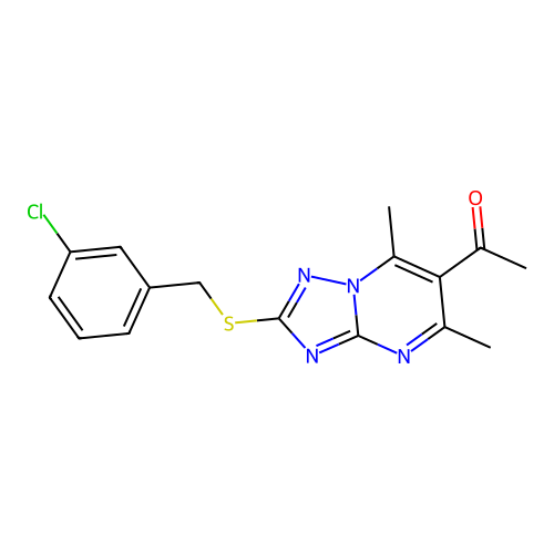 1-(2-((3-Chlorobenzyl)thio)-5,7-dimethyl-[1,2,4]triazolo[1,5-a]pyrimidin-6-yl)ethanone structure