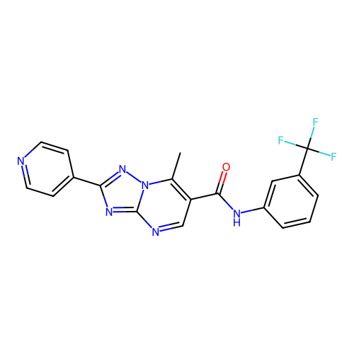 7-methyl-2-(pyridin-4-yl)-N-(3-(trifluoromethyl)phenyl)-[1,2,4]triazolo[1,5-a]pyrimidine-6-carboxamide structure