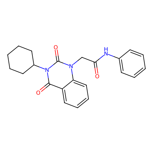 2-(3-cyclohexyl-2,4-dioxo-3,4-dihydroquinazolin-1(2H)-yl)-N-phenylacetamide structure