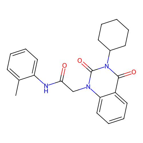 2-(3-cyclohexyl-2,4-dioxo-3,4-dihydroquinazolin-1(2H)-yl)-N-(2-methylphenyl)acetamide structure