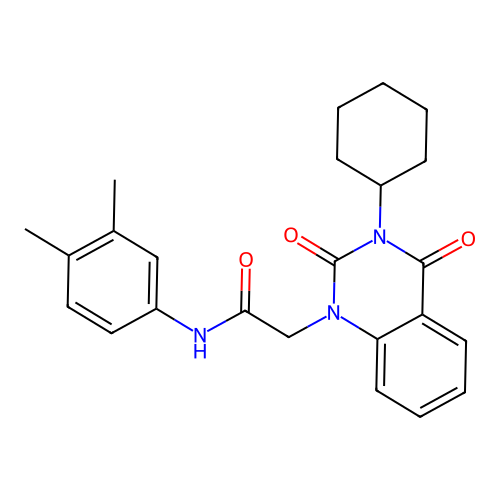 2-(3-cyclohexyl-2,4-dioxo-3,4-dihydroquinazolin-1(2H)-yl)-N-(3,4-dimethylphenyl)acetamide structure