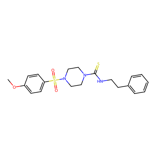 4-[(4-methoxyphenyl)sulfonyl]-N-(2-phenylethyl)piperazine-1-carbothioamide structure