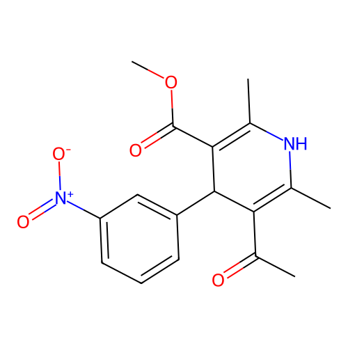 Methyl 5-acetyl-2,6-dimethyl-4-(3-nitrophenyl)-1,4-dihydropyridine-3-carboxylate structure