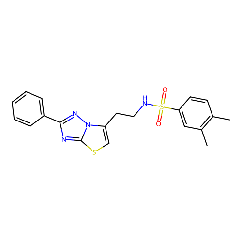 3,4-dimethyl-N-(2-{2-phenyl-[1,2,4]triazolo[3,2-b][1,3]thiazol-6-yl}ethyl)benzene-1-sulfonamide structure