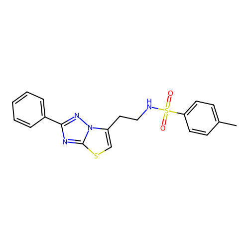 4-methyl-N-(2-{2-phenyl-[1,2,4]triazolo[3,2-b][1,3]thiazol-6-yl}ethyl)benzene-1-sulfonamide structure