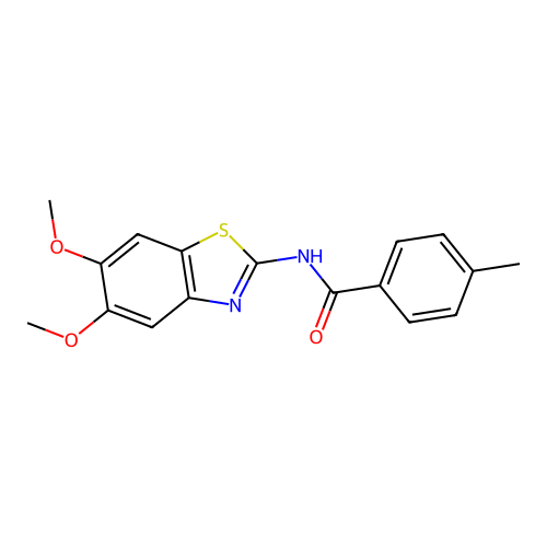 N-(5,6-dimethoxy-1,3-benzothiazol-2-yl)-4-methylbenzamide structure