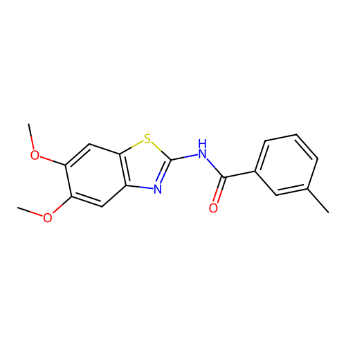 N-(5,6-dimethoxy-1,3-benzothiazol-2-yl)-3-methylbenzamide structure