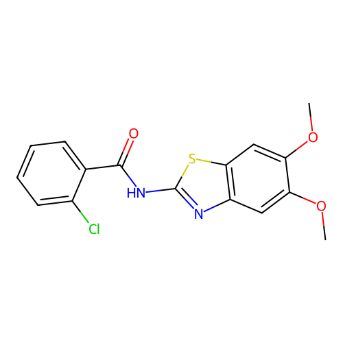 2-chloro-N-(5,6-dimethoxy-1,3-benzothiazol-2-yl)benzamide structure