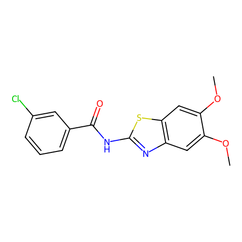3-chloro-N-(5,6-dimethoxy-1,3-benzothiazol-2-yl)benzamide structure