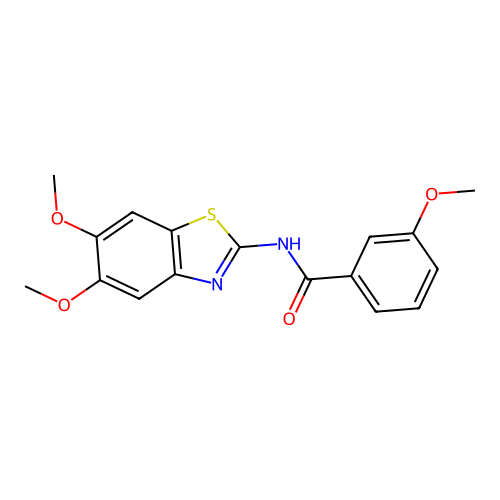 N-(5,6-dimethoxy-1,3-benzothiazol-2-yl)-3-methoxybenzamide structure