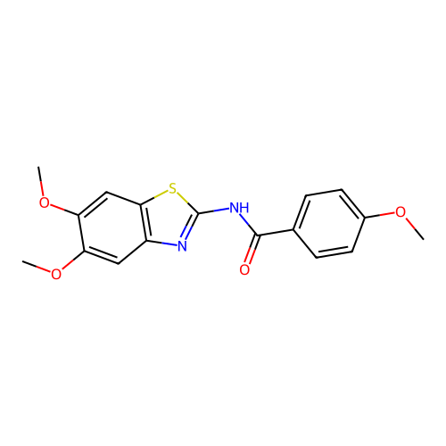 N-(5,6-dimethoxy-1,3-benzothiazol-2-yl)-4-methoxybenzamide structure