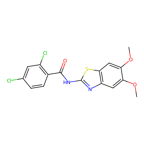 2,4-dichloro-N-(5,6-dimethoxy-1,3-benzothiazol-2-yl)benzamide structure