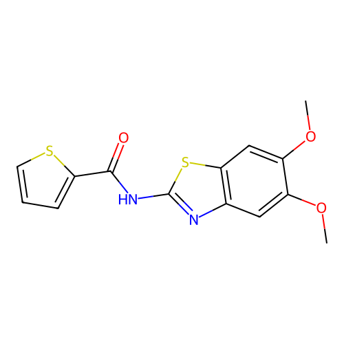 N-(5,6-dimethoxy-1,3-benzothiazol-2-yl)thiophene-2-carboxamide structure