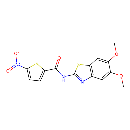 N-(5,6-dimethoxy-1,3-benzothiazol-2-yl)-5-nitrothiophene-2-carboxamide structure