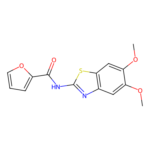 N-(5,6-dimethoxy-1,3-benzothiazol-2-yl)furan-2-carboxamide structure