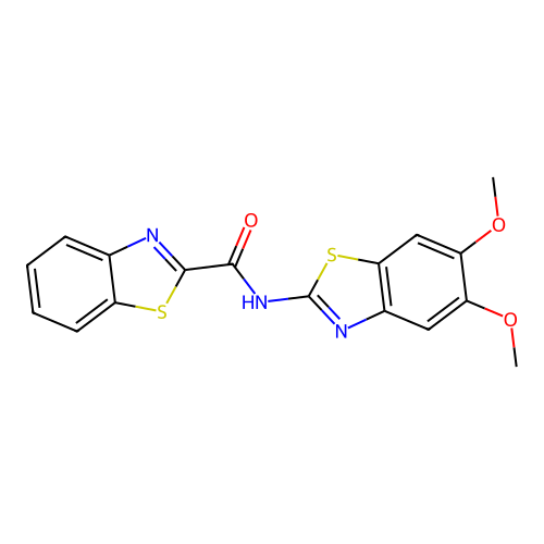 N-(5,6-dimethoxy-1,3-benzothiazol-2-yl)-1,3-benzothiazole-2-carboxamide structure